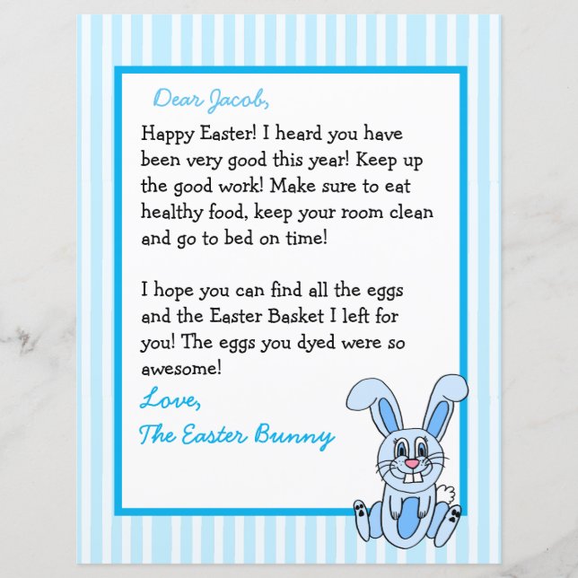Personalized Letter from the Easter Bunny 2 Sided (Front)