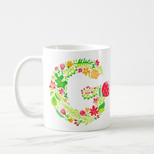 Personalized Letter G in Flowers Coffee Mug