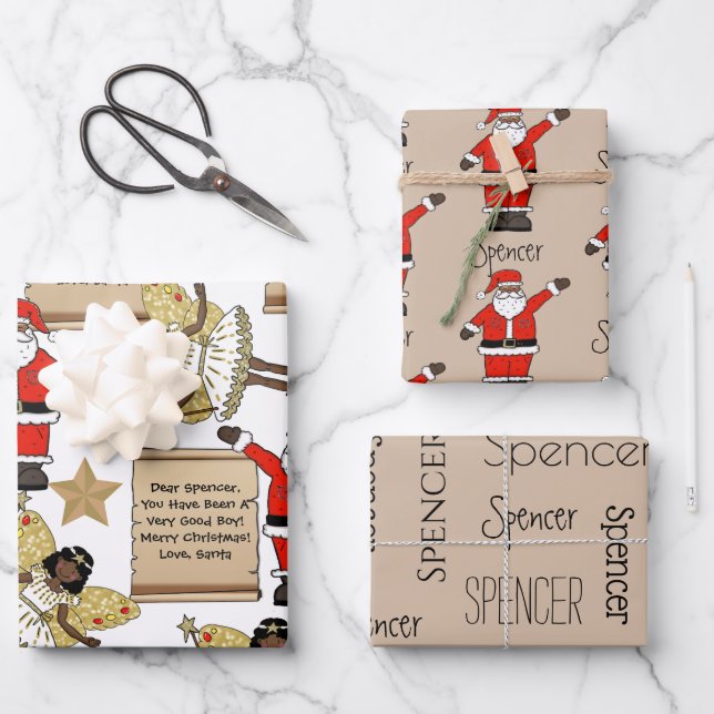 Personalized Letter/Gift From Santa Wrapping Paper Sheets (Front)