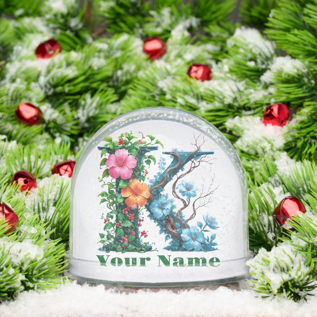 Personalized Letter K Snow Globe (Christmas)