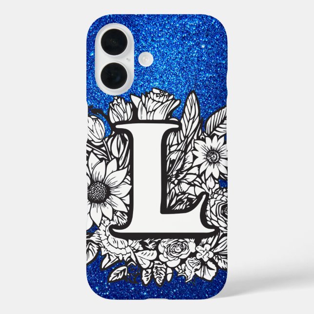 Personalized Letter L Elegant Floral Glitter Case-Mate iPhone Case (Back)