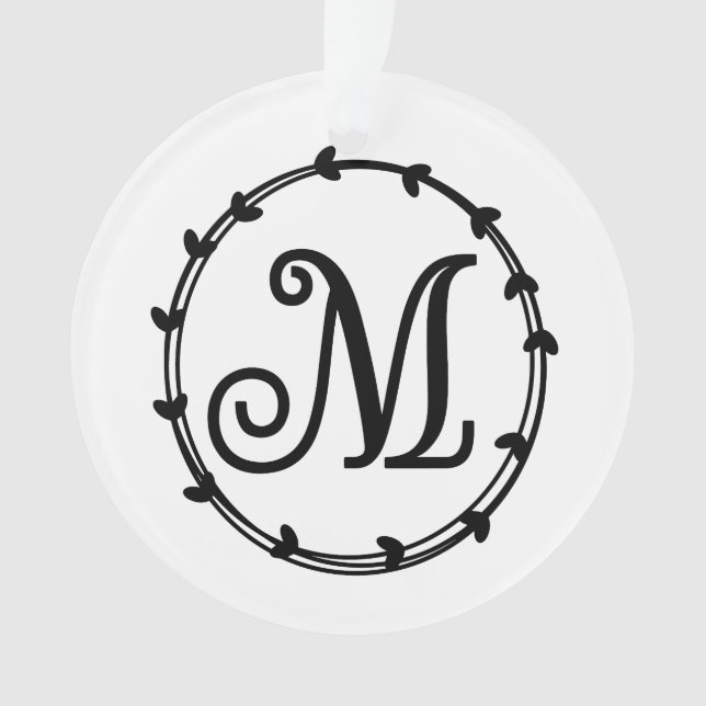 Personalized Letter M Christmas Ornament (Front)