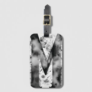 Personalized Letter M Daisy Floral Watercolor Luggage Tag
