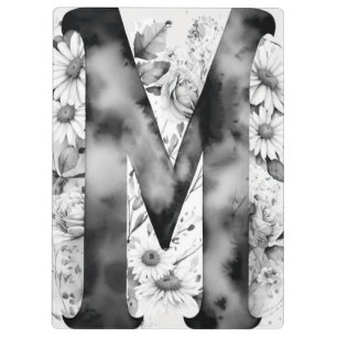 Personalized Letter M Floral Watercolor Teacher's  Clipboard