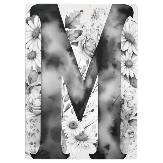 Personalized Letter M Floral Watercolor Teacher's  Clipboard (Back)