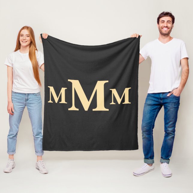 Personalized Letter "M" Monogram  Template Fleece Blanket (In Situ)