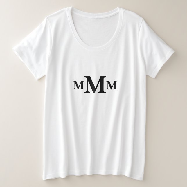 Personalized Letter "M" Monogram  Template Plus Size T-Shirt (Design Front)