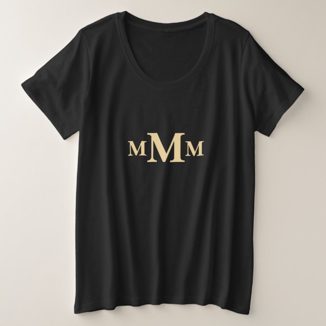 Personalized Letter "M" Monogram  Template Plus Size T-Shirt (Design Front)