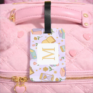 Personalized Letter Magic Books Girl Name Purple Luggage Tag