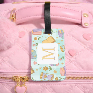 Personalized Letter Magic Books Girl School Green Luggage Tag