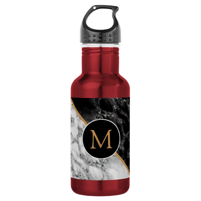 Personalized Letter Marble Design Water Bottle (Front)