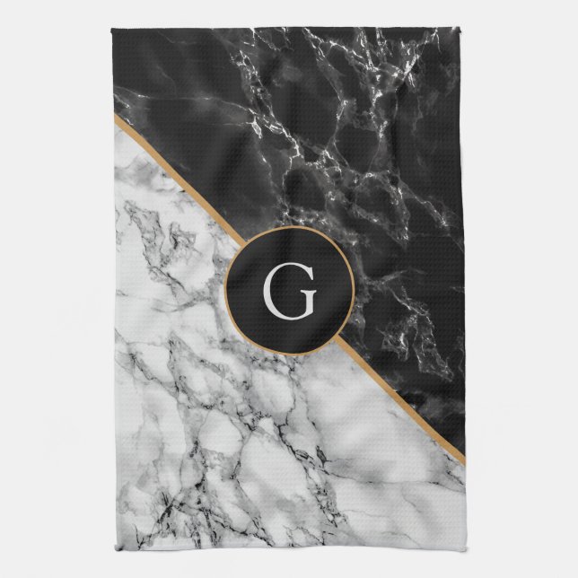 Personalized Letter Marble Kitchen Towel (Vertical)