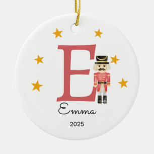 Personalized Letter Name Ornament, Nutcracker Ceramic Ornament