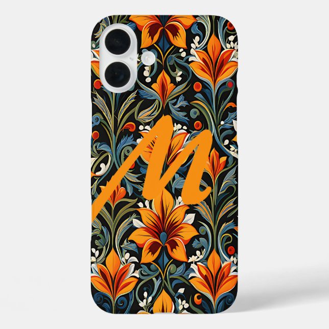 Personalized Letter over flower design Case-Mate iPhone Case (Back)