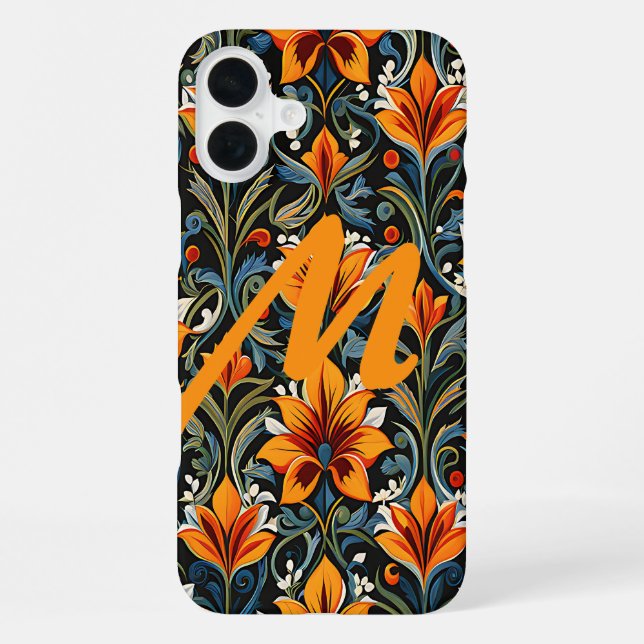 Personalized Letter over flower design Iphone Case (Back)