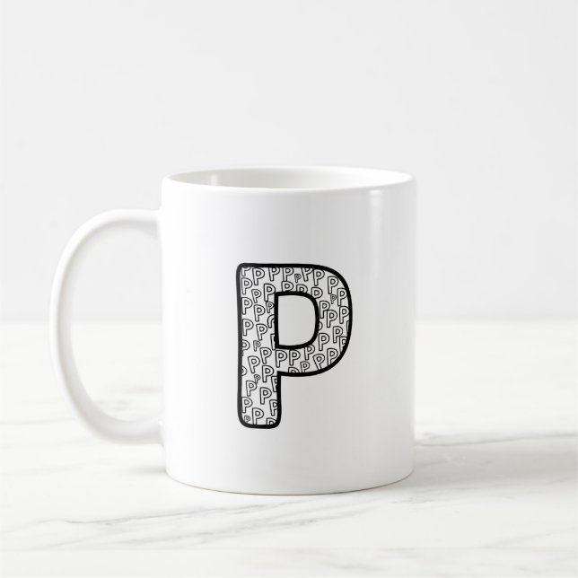 Personalized Letter P Ceramic Mug (Left)