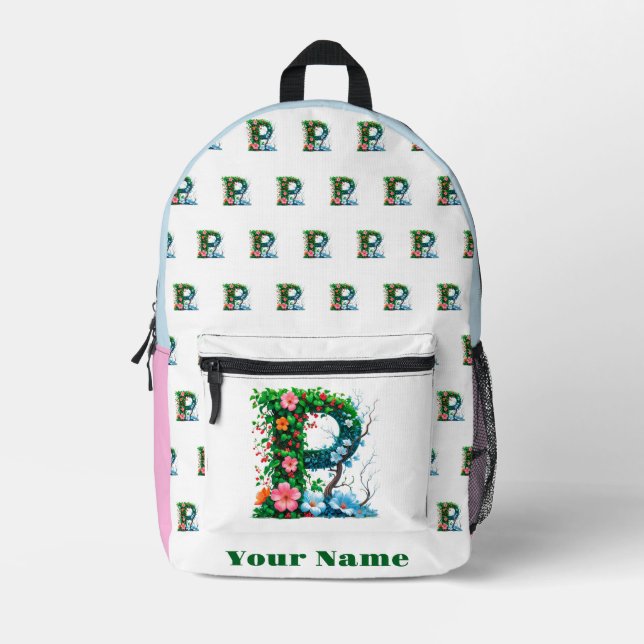 Personalized Letter P Printed Backpack (Front)
