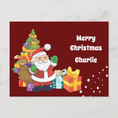 Personalized letter postcard from Santa to a child
