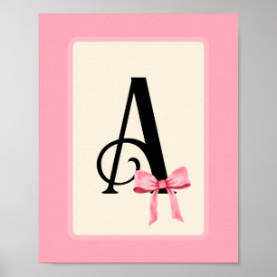 Personalized Letter Print with Pink Coquette Bow