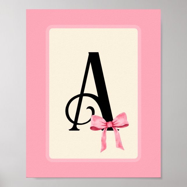 Personalized Letter Print with Pink Coquette Bow (Front)