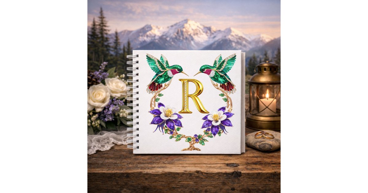 Custom Unique Letter R Personalized Letter R Hummingbird Wedding Gift Notebook | Zazzle