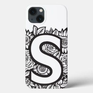 Personalized Letter S Elegant Tattoo Flowers iPhone 13 Case