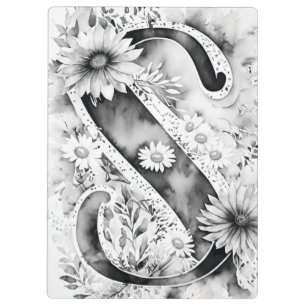 Personalized Letter S Floral Watercolor Teacher's  Clipboard