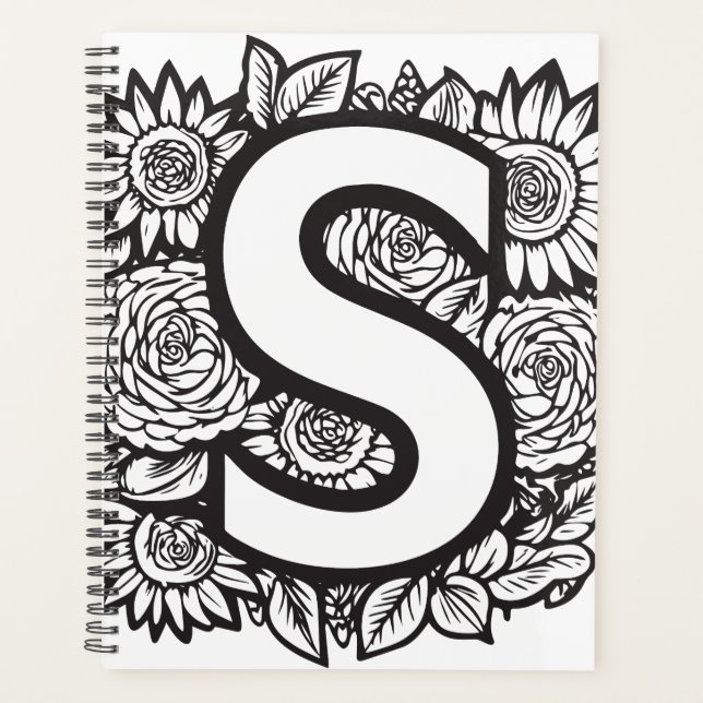 Personalized Letter S Tattoo Flower Monogram Planner (Front)
