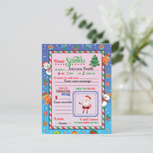 Personalized Letter Sent To Santa Claus Holiday Ca Card