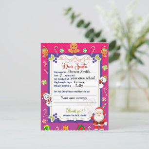 Personalized Letter Sent To Santa Claus Holiday Card