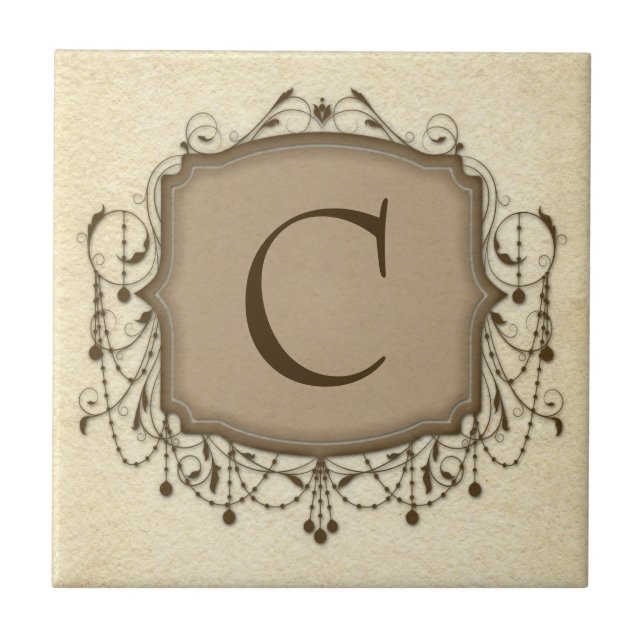 Personalized Letter Tiles, Decorative Chandelier C Tile (Front)