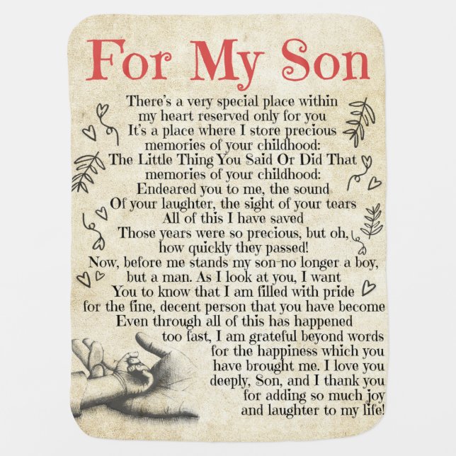 Personalized Letter To For My Son Baby Blanket (Front)