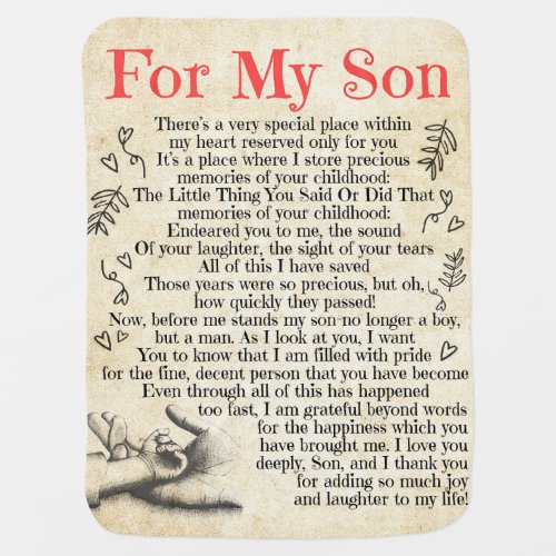 Personalized Letter To For My Son Baby Blanket