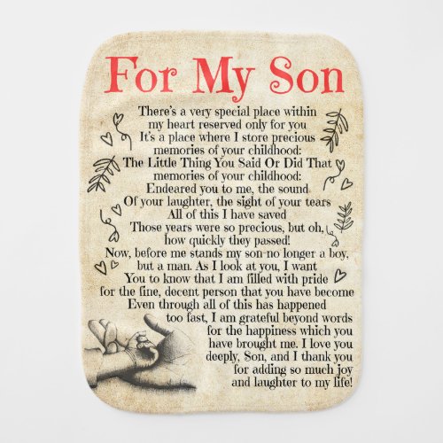Personalized Letter To For My Son Baby Burp Cloth
