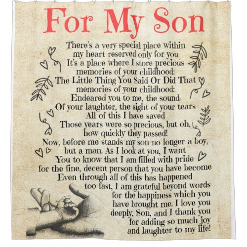 Personalized Letter To For My Son Shower Curtain