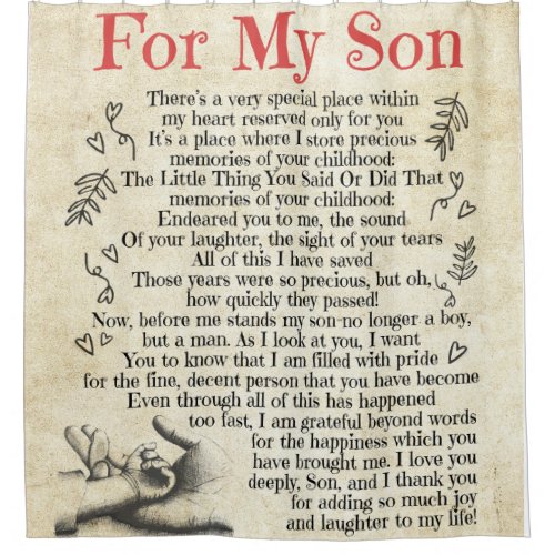 Personalized Letter To For My Son Shower Curtain