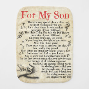 Personalized Letter To For My Son, Son Birthday Baby Burp Cloth