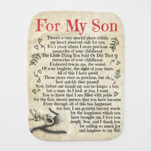 Personalized Letter To For My Son Son Birthday Baby Burp Cloth