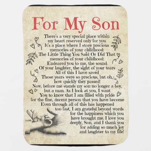 Personalized Letter To For My Son Son Birthday Gi Baby Blanket