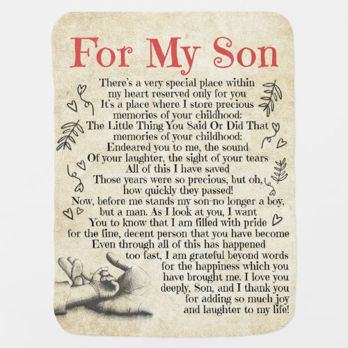 Personalized Letter To For My Son Son Birthday Gi Baby Blanket