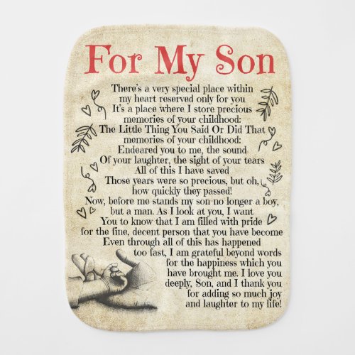 Personalized Letter To For My Son Son Birthday Gi Baby Burp Cloth