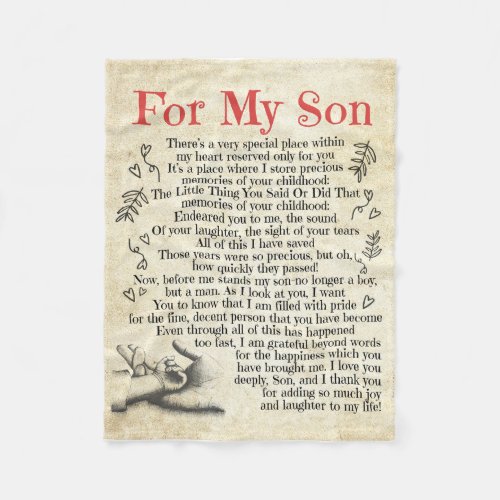 Personalized Letter To For My Son Son Birthday Gi Fleece Blanket