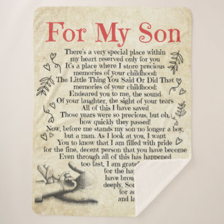 Personalized Letter To For My Son, Son Birthday Gi Sherpa Blanket