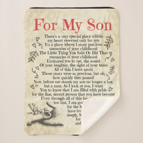 Personalized Letter To For My Son Son Birthday Gi Sherpa Blanket