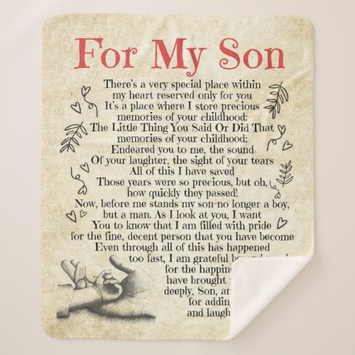 Personalized Letter To For My Son Son Birthday Gi Sherpa Blanket