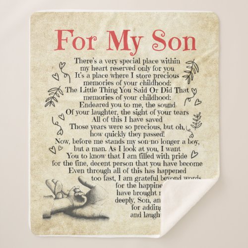 Personalized Letter To For My Son Son Birthday Gi Sherpa Blanket