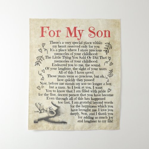 Personalized Letter To For My Son Son Birthday Tapestry