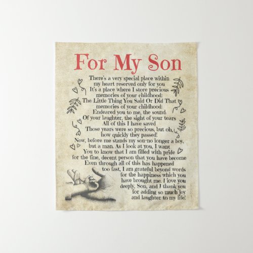 Personalized Letter To For My Son Son Birthday Tapestry