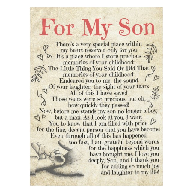 Personalized Letter To For My Son Tablecloth (Front)