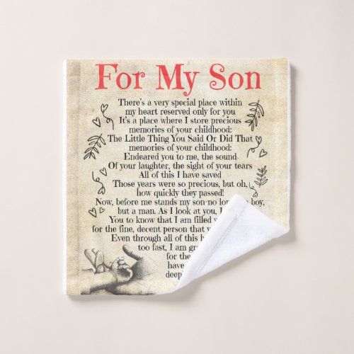 Personalized Letter To For My Son Wash Cloth